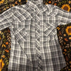 Gray Plaid Button-Up Shirt western shirts